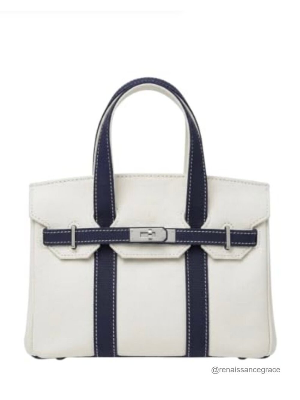 Structured Mini Tote Handbag with Top Handles and Turn-Lock Closure Canvas Purse